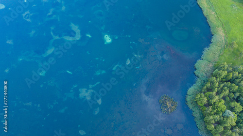 Blue lakes. Underwater world. The view from the height. Tula.