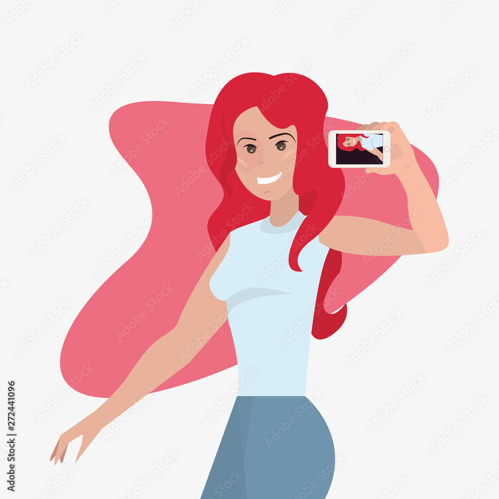 woman with cellphone taking selfie woman with cellphone taking selfie