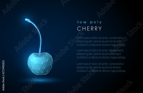 Abstract cherry. 3d low poly style design