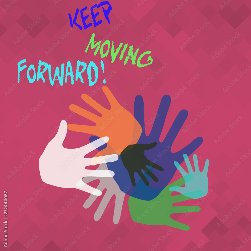 Fototapeta premium Conceptual hand writing showing Keep Moving Forward. Concept meaning Optimism Progress Persevere Move