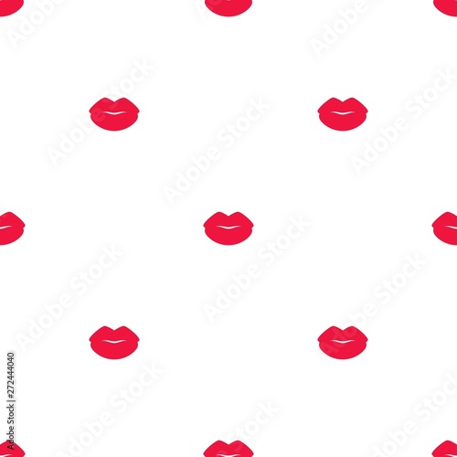 Seamless pattern with red lips imprint. Vector illustration. Love wrapping or wallpaper.
