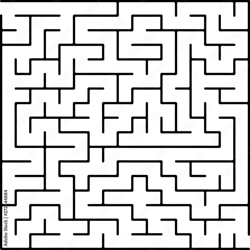 White vector texture with a black maze, game.