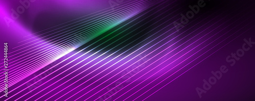 Vector neon light lines concept, abstract background