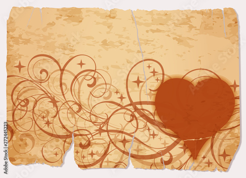 Vintage casino vip poker hearts card, vector illustration