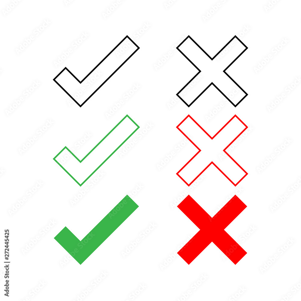 Speech bubble like dos and donts. Check mark. Concept of checklist element and reject or accept check mark symbol for evaluation quiz. Vector illustration. Check mark icon. Speech bubble like dos and donts. Check mark. Concept of checklist element and reject or accept check mark symbol for evaluation quiz. Vector illustration. Check mark icon.