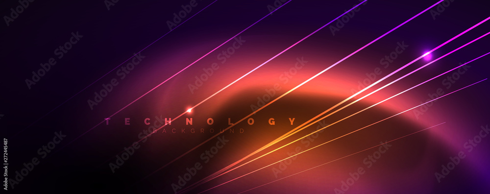 Color light with lines, outer space background, bright rays