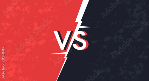Vs screen. Blue and red abstract versus background. Fight template. Simple modern comic design. Flat style vector illustration.