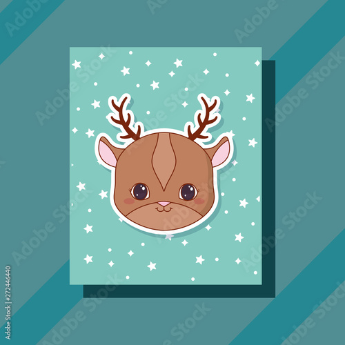 kawaii animals card icon vector ilustration
