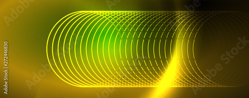 Shiny neon lines template - northern lights glowing blur lines. Futuristic style glow neon 80s disco club or night party techno template