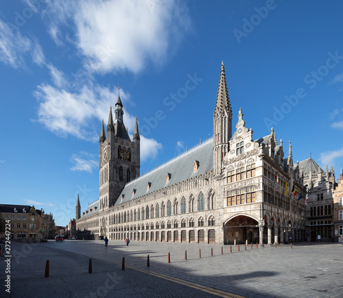 Cloth hall and market square in Ypres