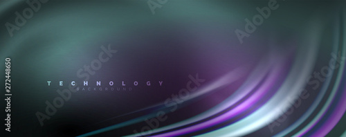 Fluid color rainbow style wave abstract background, techno modern design on black