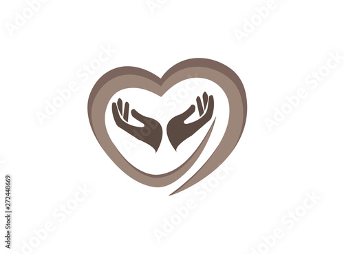 hands and heart caring human health for logo design illustration vector