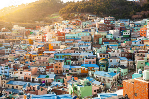 South Korea famous colorful Gamcheon village. © tanawatpontchour