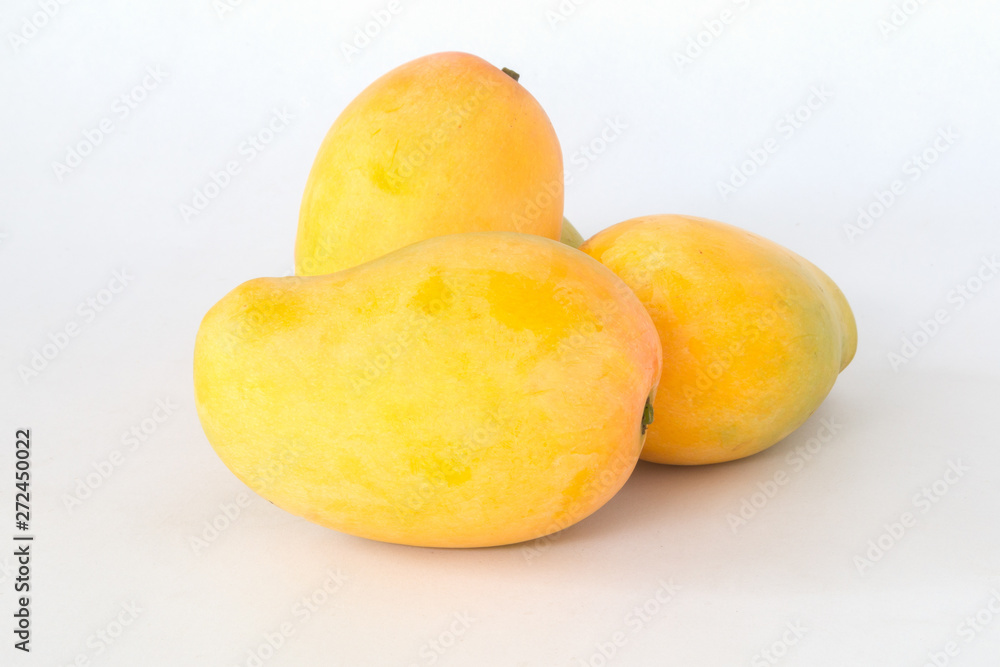 ripe mango yellow on white background