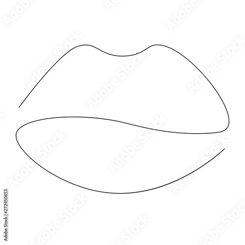 Lipstick kiss, continuous one line drawing vector illustration