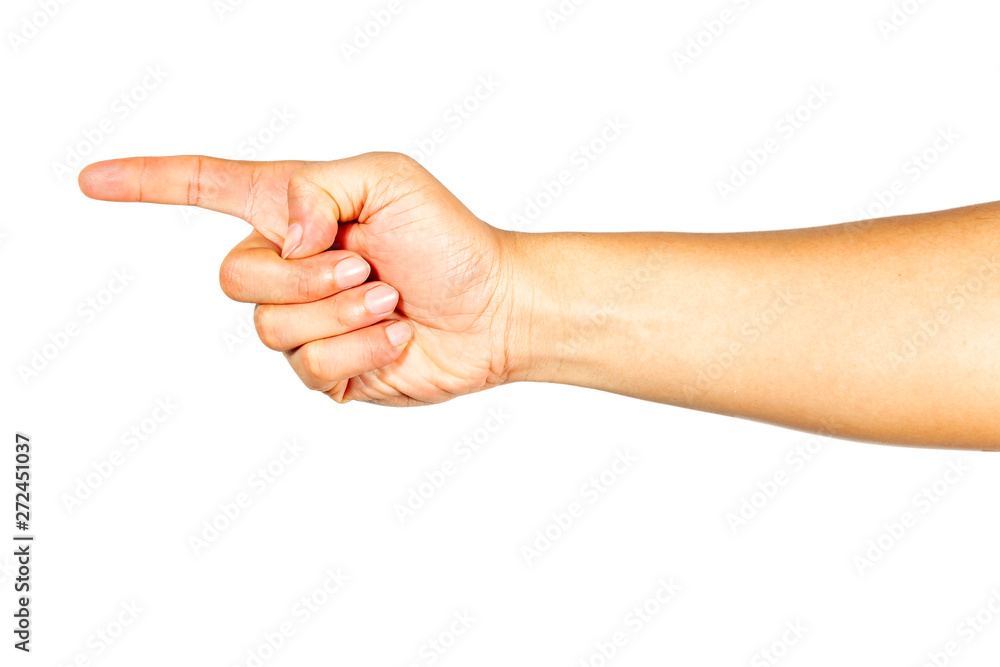 The gesture of the hand pointing forward. The gesture of the hand pointing forward.