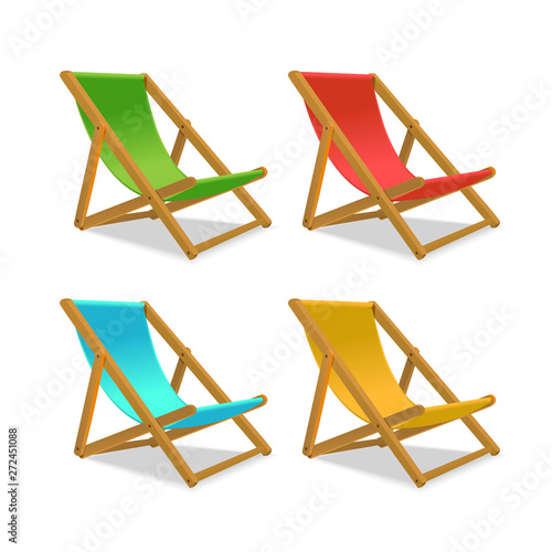 Realistic Detailed 3d Sun Bed Chair. Vector