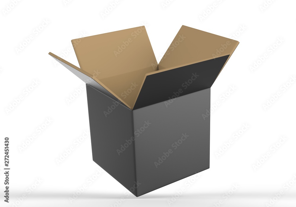 Blank Heavy-Duty Medium Open Packaging Box for mock up and branding. 3d render illustration.