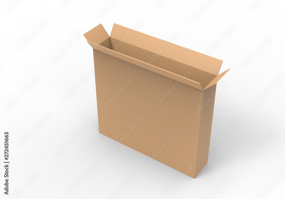Blank Side Loading Open Packaging Box for mock up and branding. 3d render illustration. Blank Side Loading Open Packaging Box for mock up and branding. 3d render illustration.