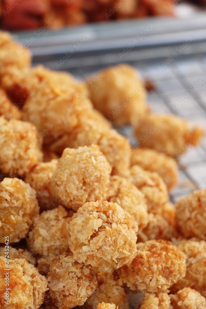 Fried chicken nuggets delicious at street food Fried chicken nuggets delicious at street food
