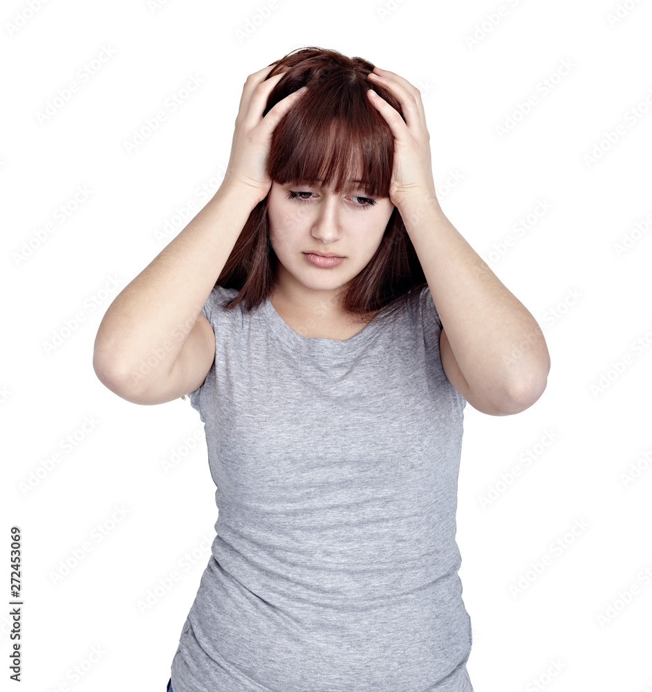 young girl with headache pain madicine health care young girl with headache pain madicine health care