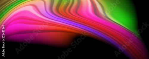 Modern rainbow liquid color flow colorful poster. Wave Liquid shape in black color background. Abstract composition