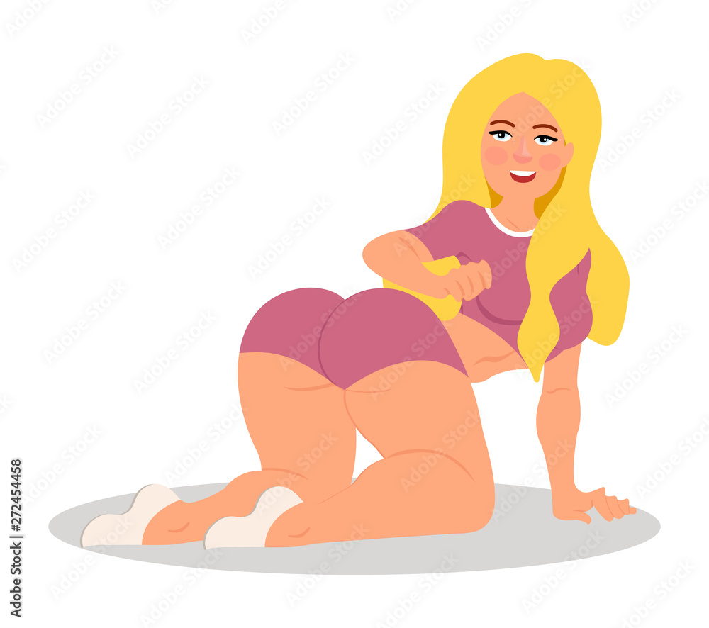 Cartoon Doggie Porn - Sexy young woman standing in doggy-style pose. Vector illustration on white  background in cartoon style Stock Vector | Adobe Stock