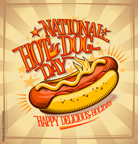 National hot dog day vector banner design concept