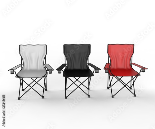 Blank Folding Camping Chair For Branding. 3d render illustration.