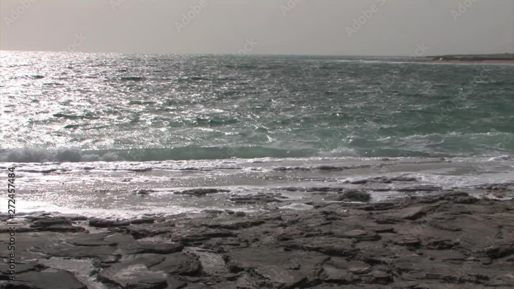 Dead Sea waves and salt in the winter storm, Israel Dead Sea waves and salt in the winter storm, Israel