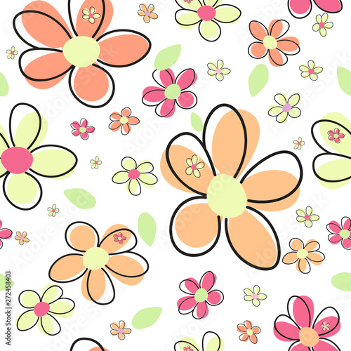 Cute colorful simple daisy flower pattern