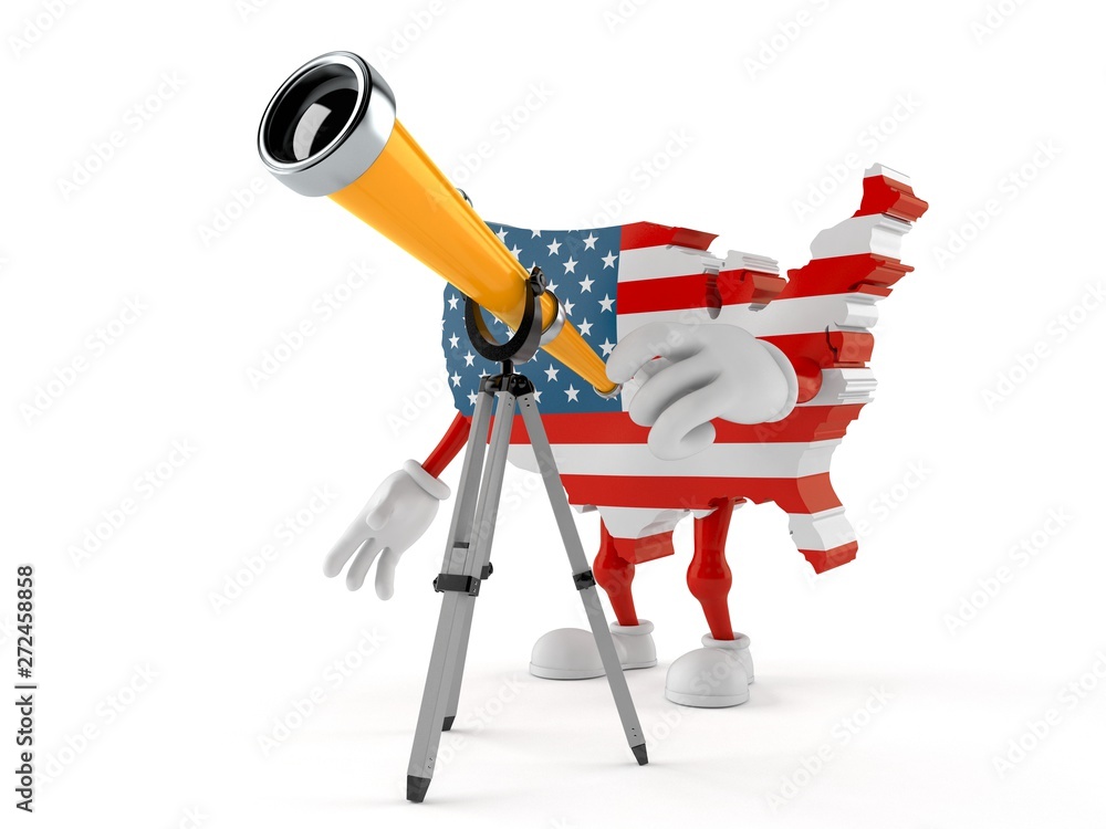 USA character looking through a telescope Stock Illustration | Adobe Stock