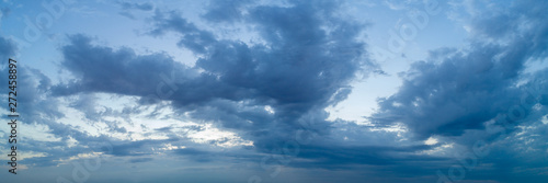 Panorama of blue sky with light clouds