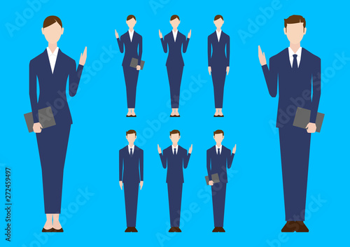 Set of business people. Vector illustration. Flat design. Man and woman. No.1