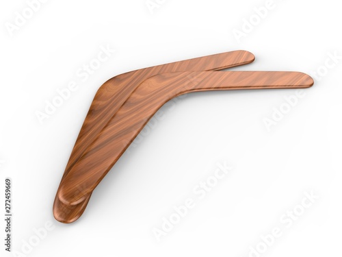 Blank promotional boomerang for branding and mock up. 3d render illustration.