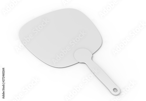Blank Hand Held Plastic Fan for branding. 3d render illustration.