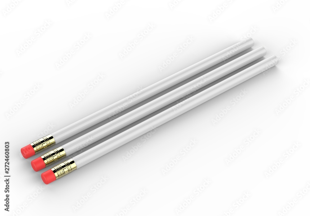 Blank pencil with eraser for branding 3d illustration. Blank pencil with eraser for branding 3d illustration.