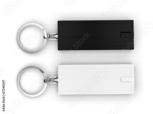 Billede på lærred Blank LED Torch Key Ring for mock up. 3d render illustration.