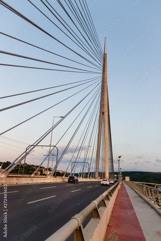 Belgrade bridge, steel cable bridge with spike