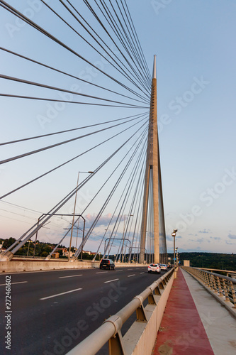 Belgrade bridge, steel cable bridge with spike