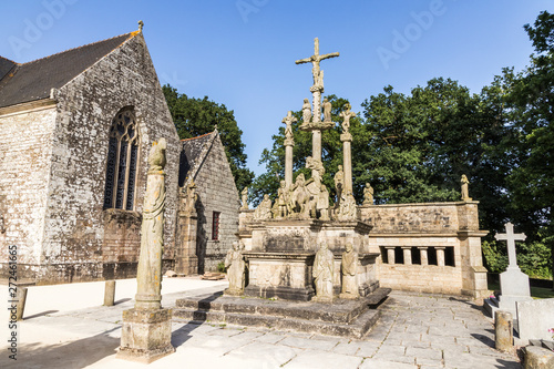 Guehenno, France. The Calvary of Guehenno, dating from 1550, one of the seven great calvaries (enclos paroissial) of Brittany (Bretagne) photo