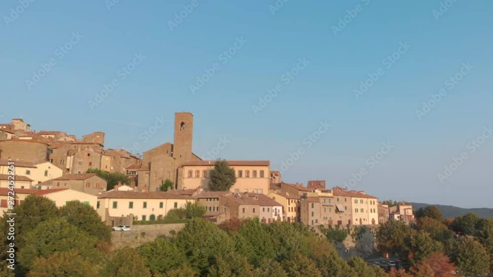 Historic town in Italy, beautiful old buildings, shot by a drone. Historic town in Italy, beautiful old buildings, shot by a drone.
