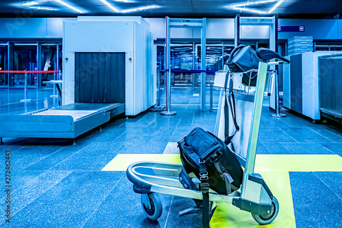Airport. The Luggage cart w...