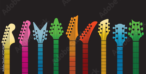 Illlustration Neck color guitar headstock Vector set