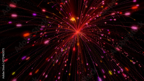 Structure 3d rendering connection and particles