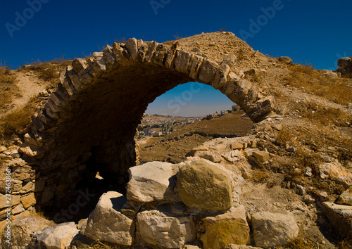 City View Under An Arch In Karak Castle, Karak, Jordan photo