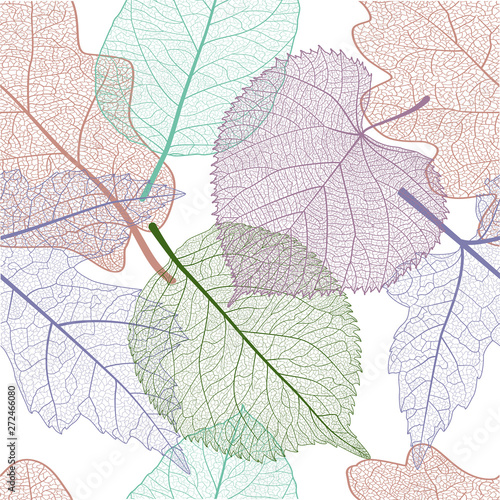 Seamless pattern with leaves. Vector, EPS 10. © helenagl