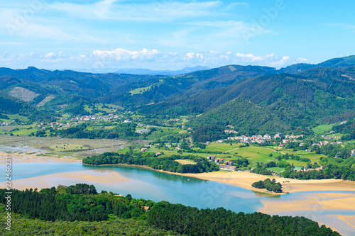 panoramic view of urdaibai estuary at basque country coast photo