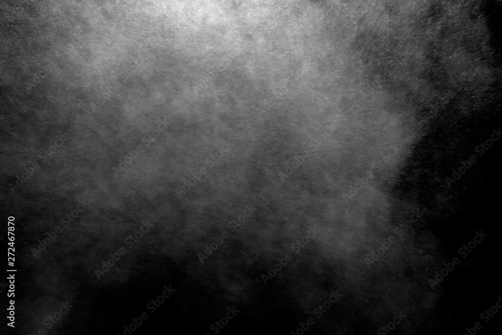 Obraz premium white smoke isolated, abstract powder, water spray on black background.