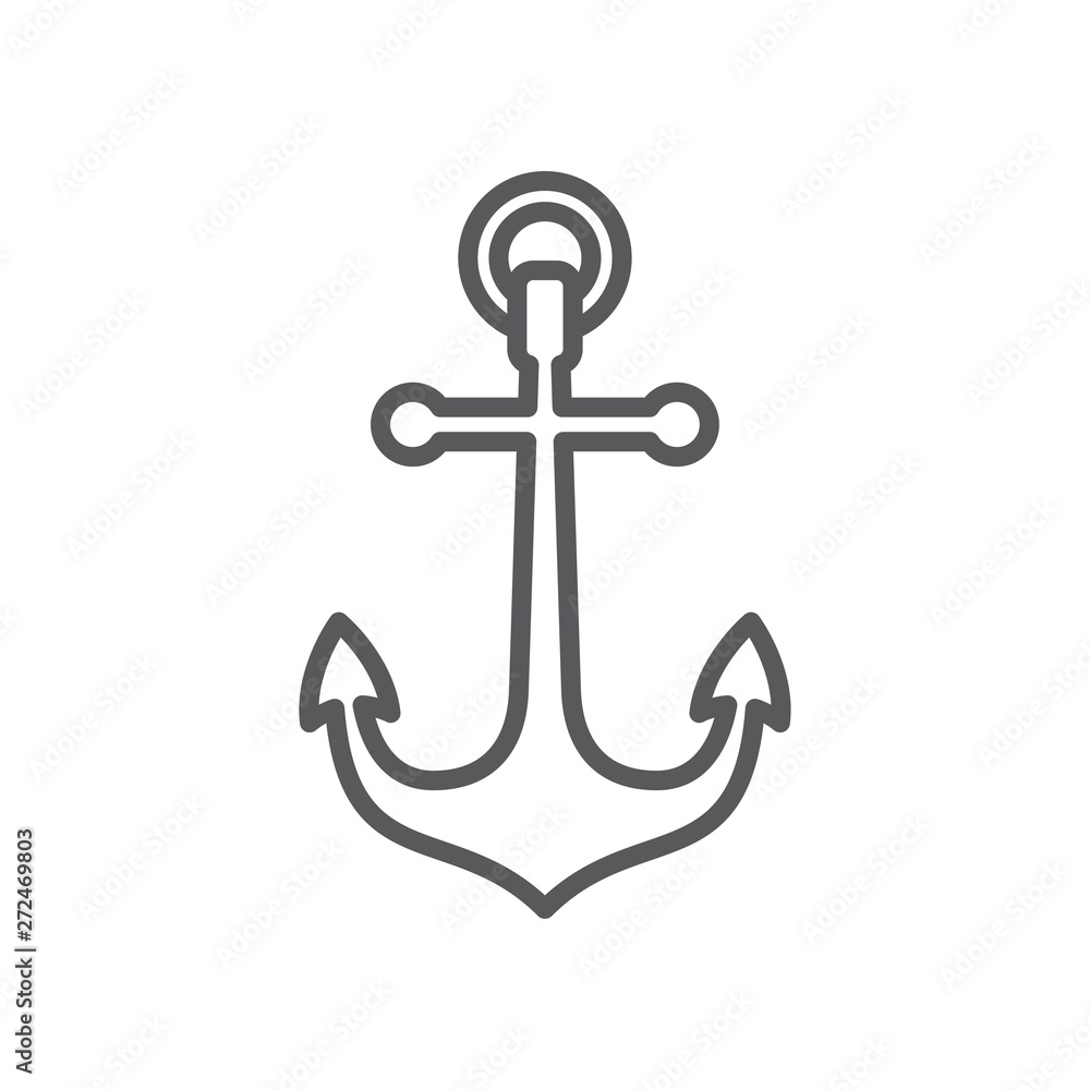 Anchor line icon. Minimalist icon isolated on white background. Anchor simple silhouette. Web site page and mobile app design vector element. Anchor line icon. Minimalist icon isolated on white background. Anchor simple silhouette. Web site page and mobile app design vector element.
